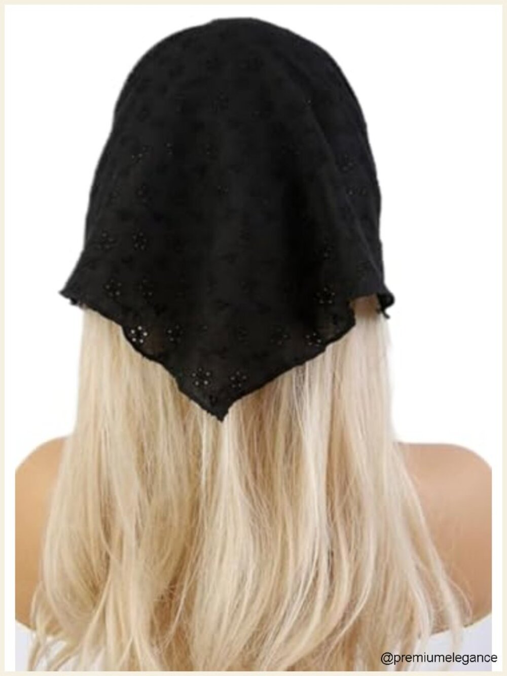 Lace Bandana Head Scarf for Women - Retro Floral Cutout Design Hair Accessory